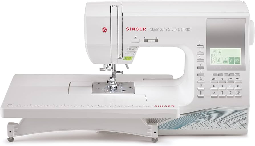 Singer Quantum Stylist 9960 Sewing Machine - Professional results, huge amount of stitch patterns, extension table, hard cover, multiple fonts - New 2025 model