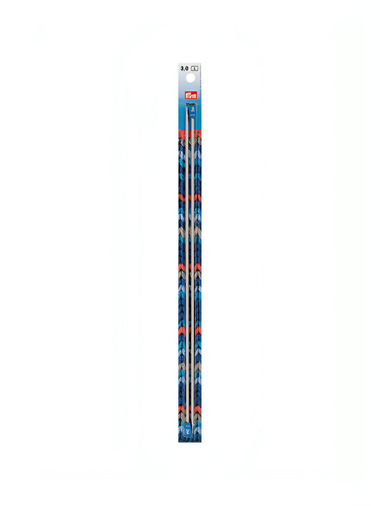 Prym Single-Pointed Aluminium Knitting Pins - 2 x Pearl Grey 35cm (3.00mm)